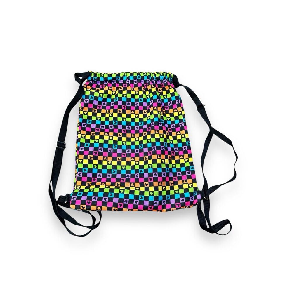 Disney‎ Parks Rainbow Mickey Checkered Cinch Bag